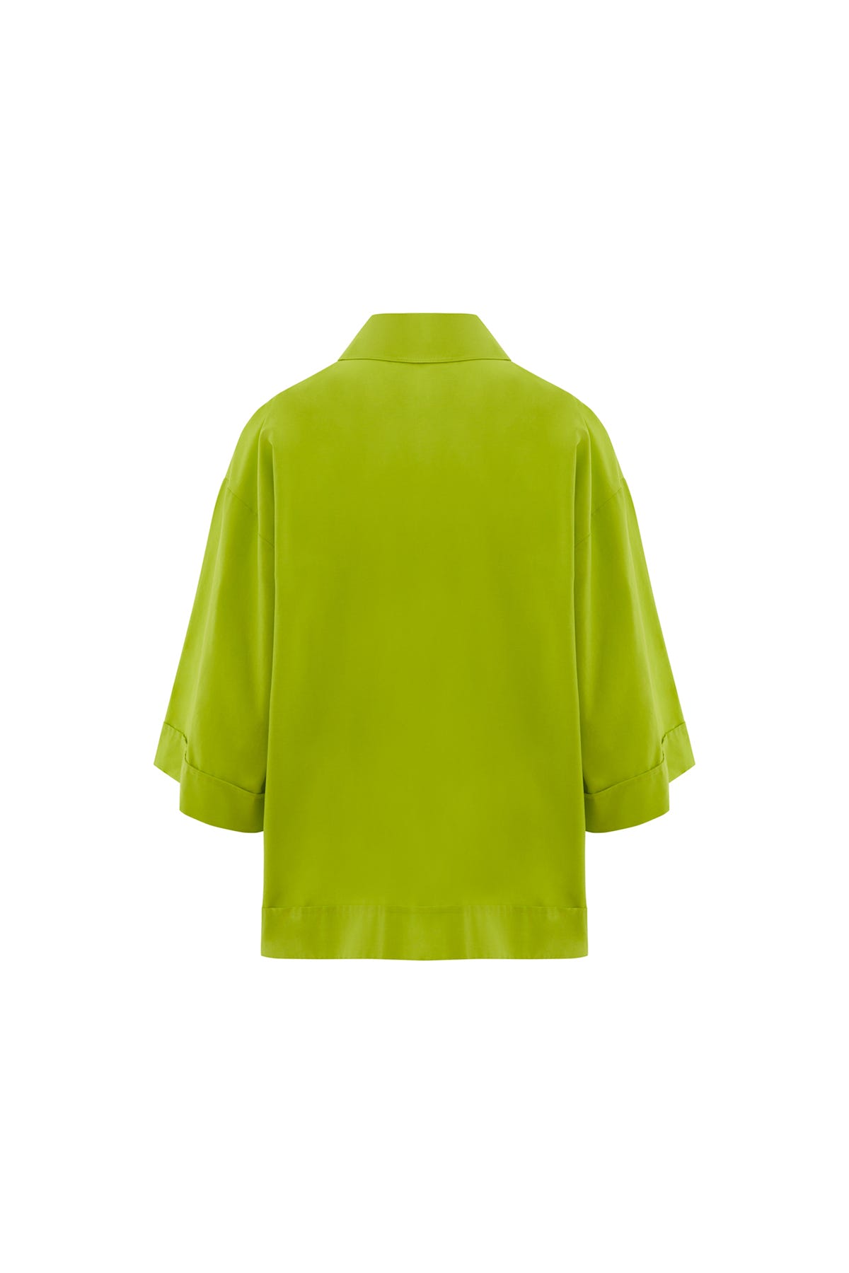 Metal Aksesuarlı Truvakar Kol Yeşil Oversize Gömlek