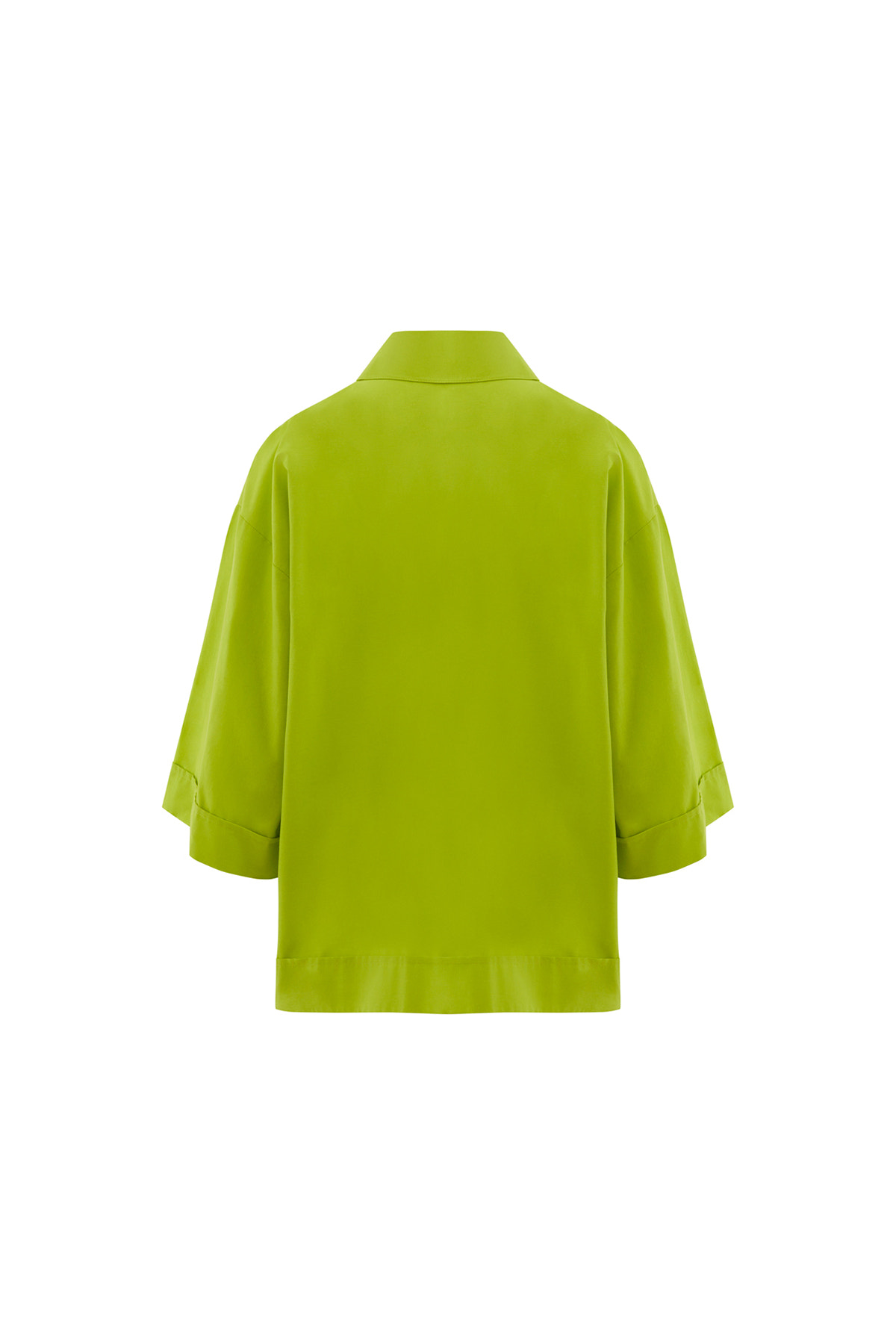 Metal Aksesuarlı Truvakar Kol Yeşil Oversize Gömlek