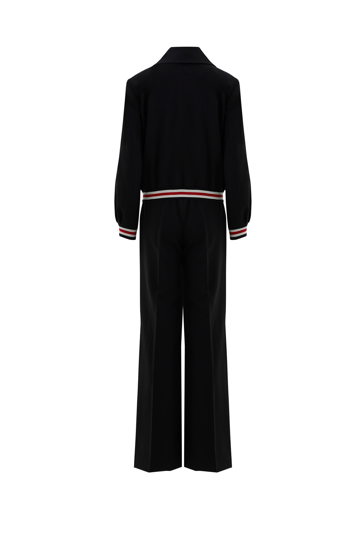 Etek Ve Kol Ucu Ribanalı Ceket Pantolonlu Siyah Takım