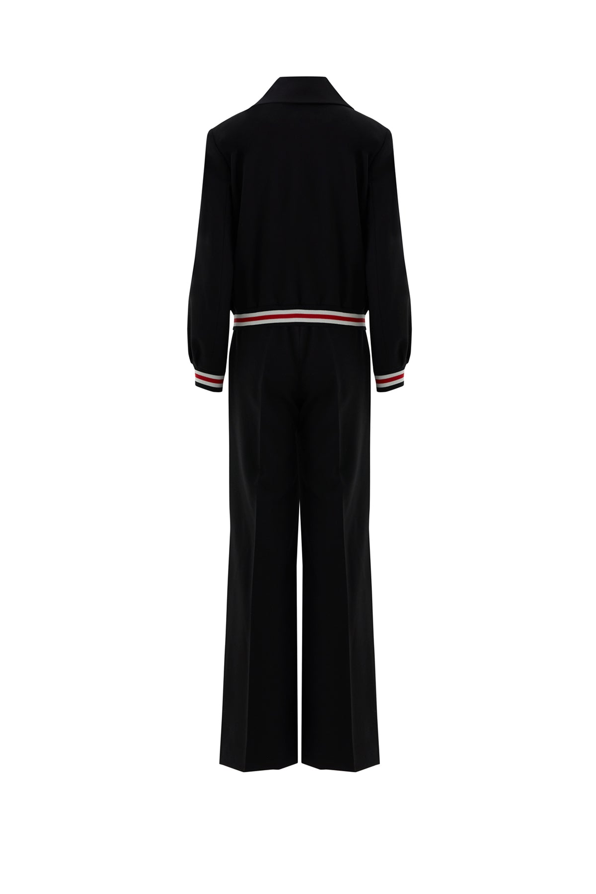Etek Ve Kol Ucu Ribanalı Ceket Pantolonlu Siyah Takım