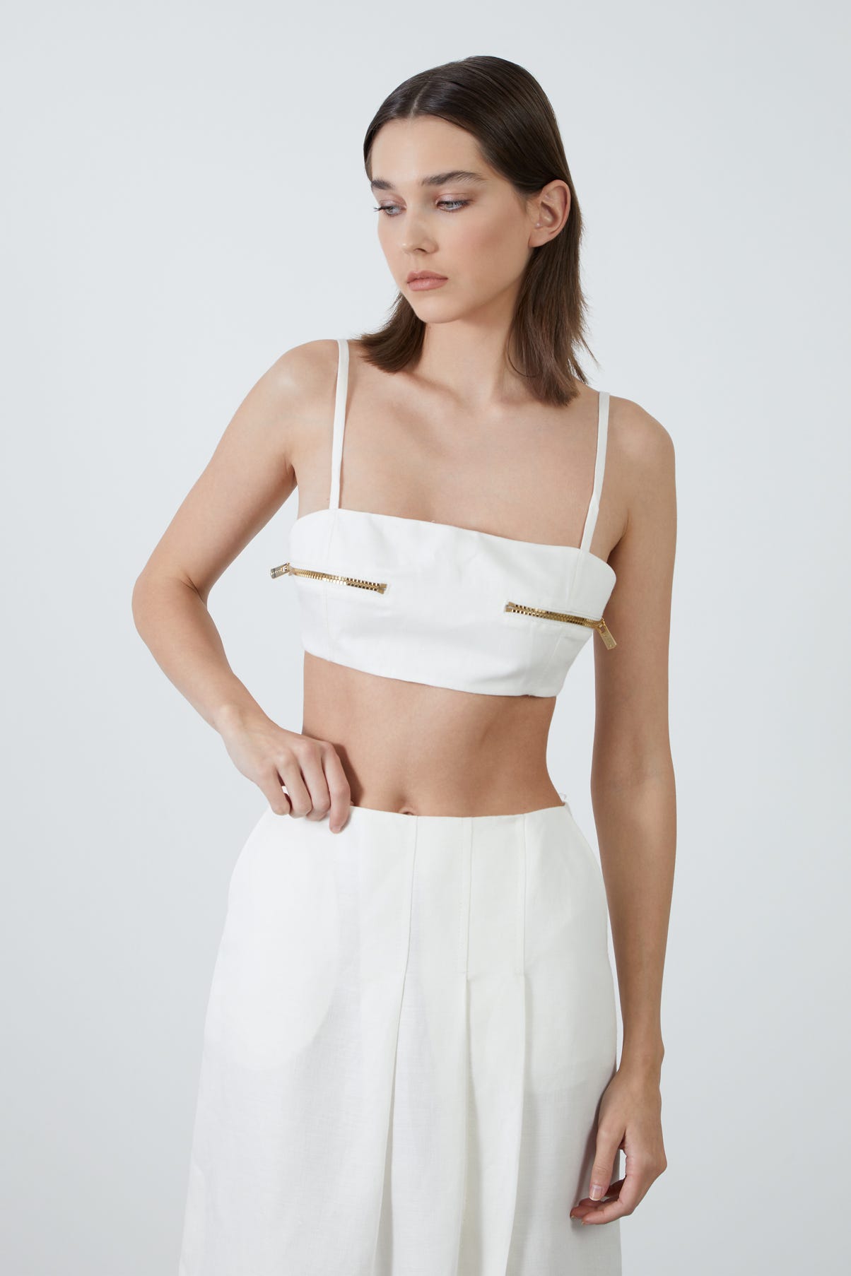 Fermuar Detaylı Askılı Büstüyer