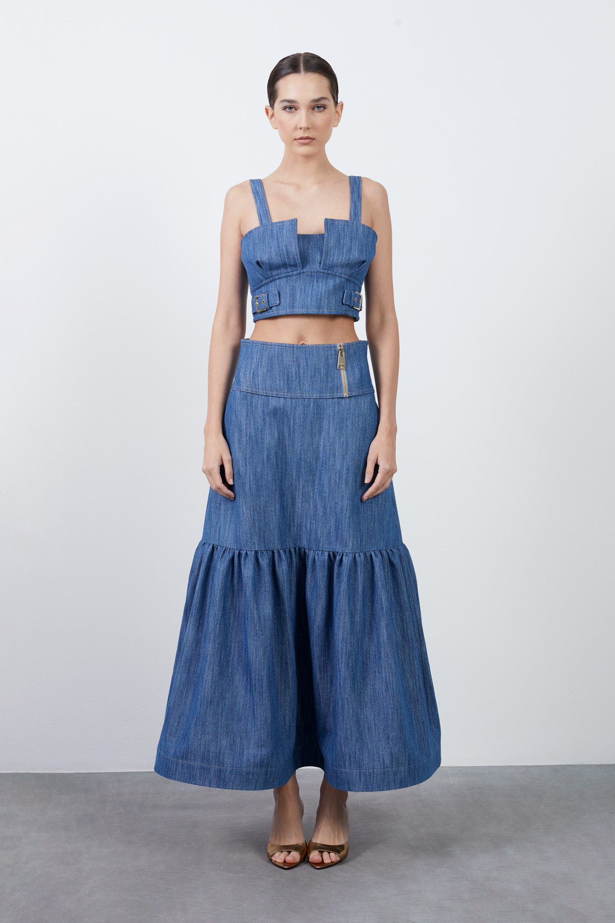 Fermuar Detaylı Uzun Etek