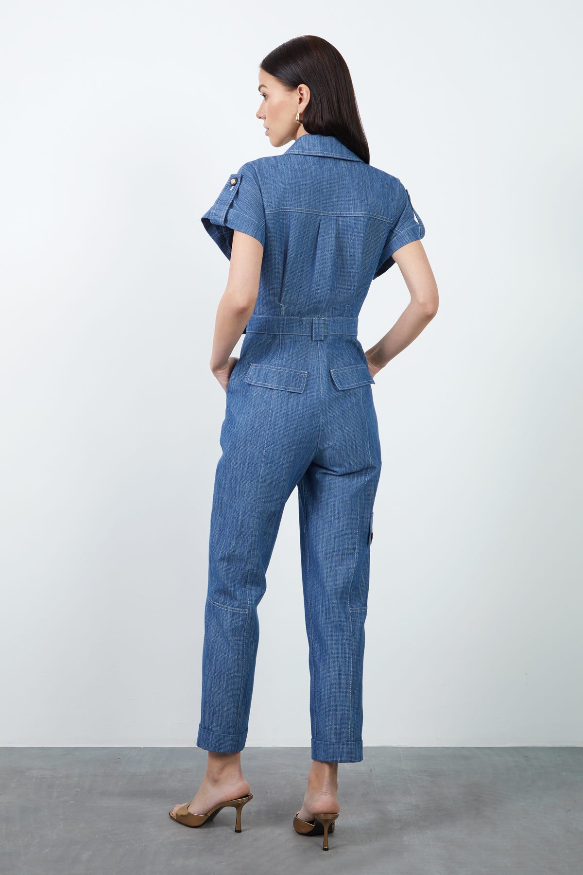 Düğme Detaylı Simli Jean Tulum