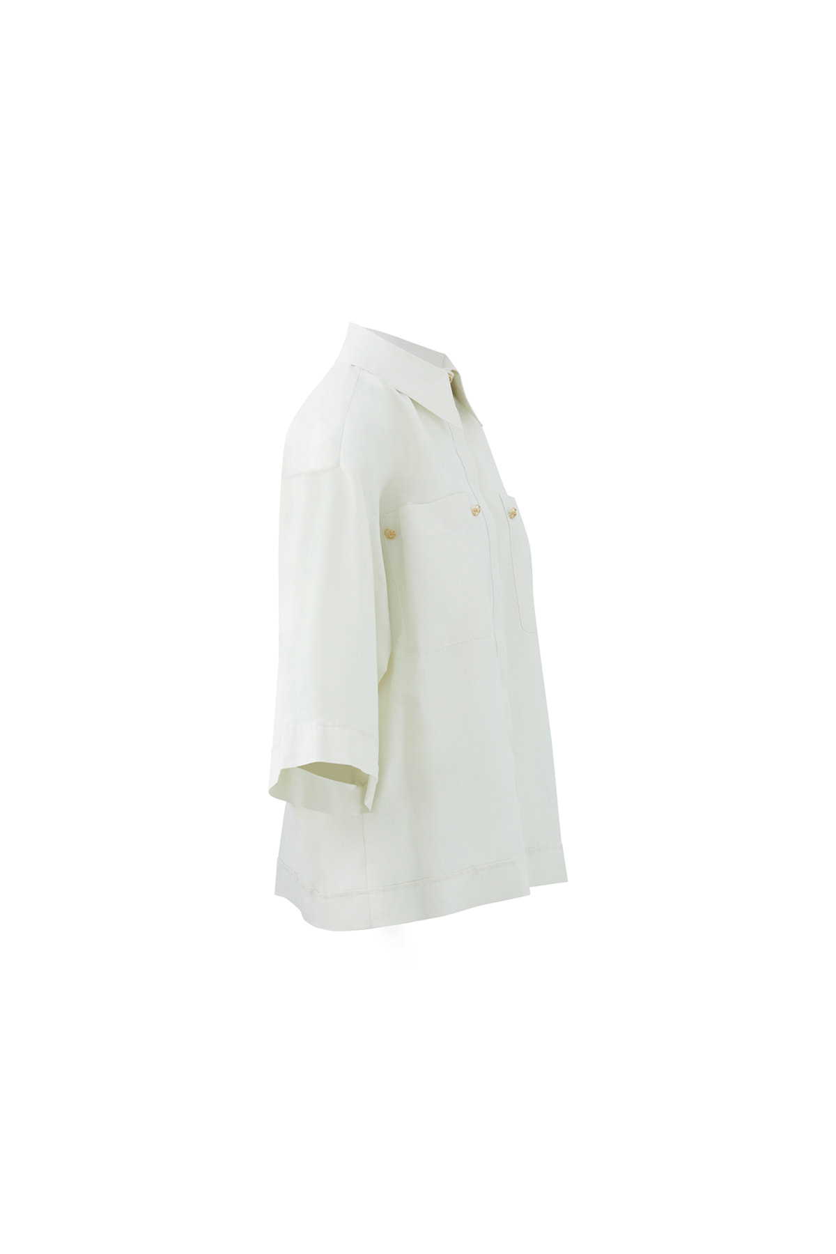 Metal Aksesuarlı Truvakar Kol Beyaz Oversize Gömlek