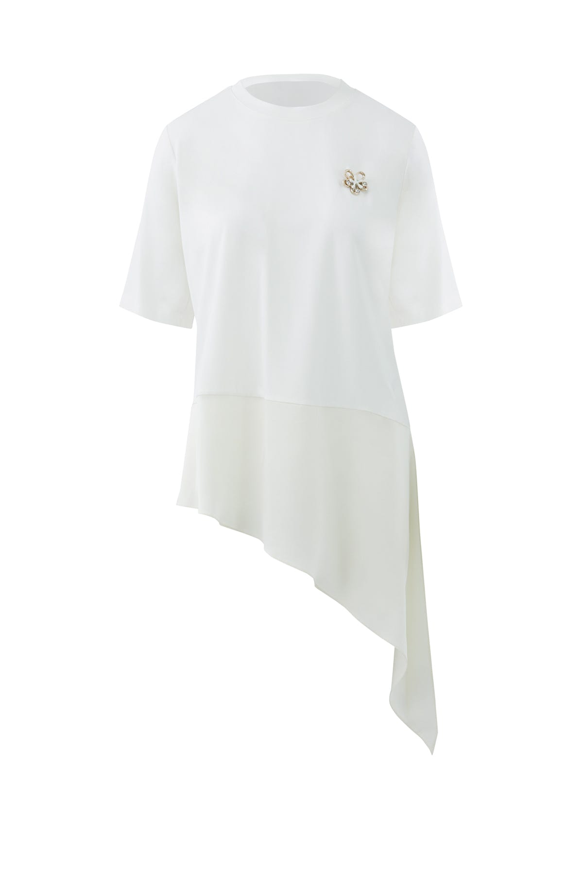 Saten Kumaş Garnili Örme T-Shirt