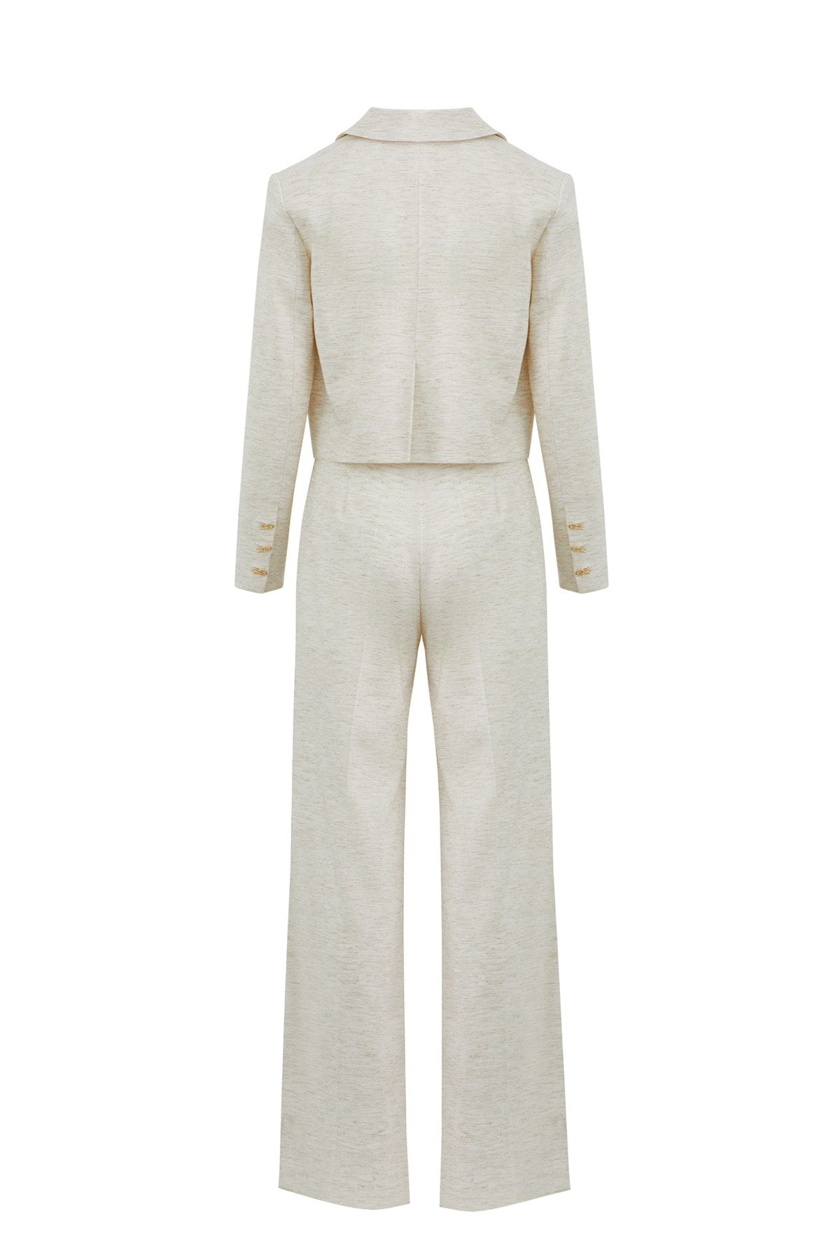 Aksesuar Detaylı Kısa Ceket Ve Palazzo Pantolonlu Takım