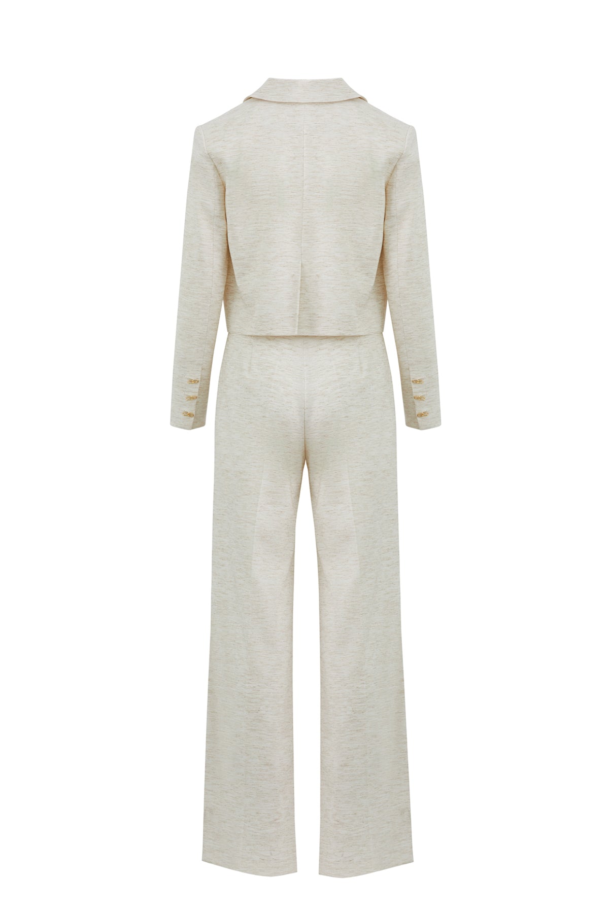 Aksesuar Detaylı Kısa Ceket Ve Palazzo Pantolonlu Takım