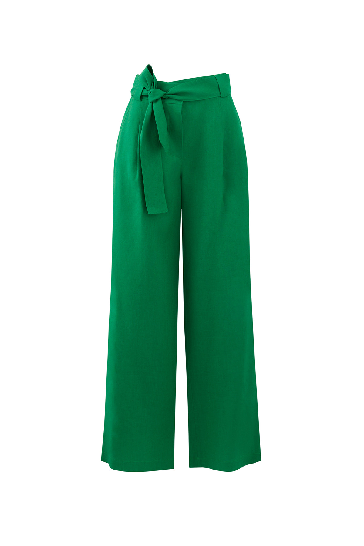 Seyyar Kuşaklı Bol Paça Keten Pantolon