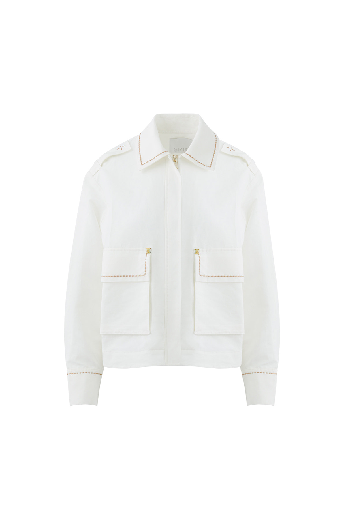 Cep Kenarı İşlemeli Arkası Büzgülü Ceket