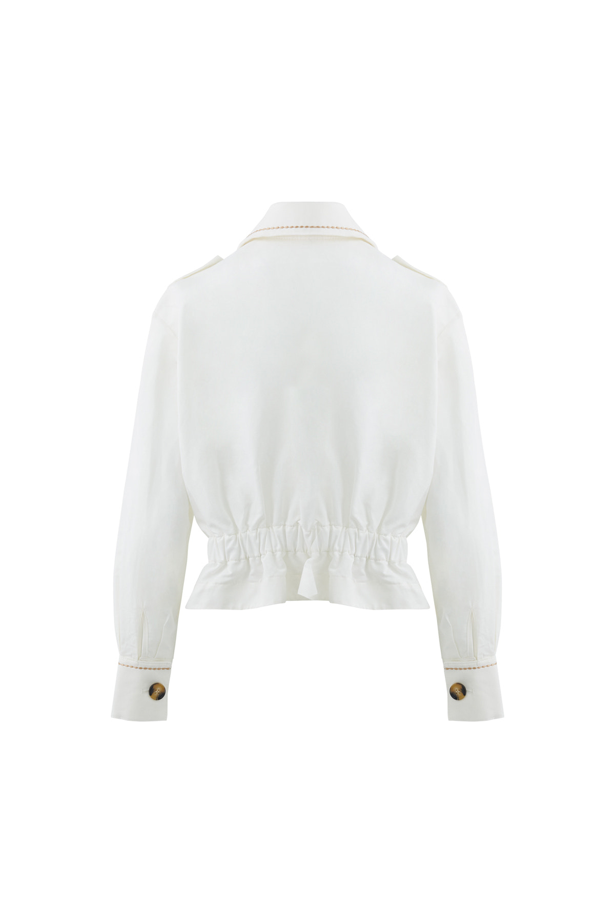 Cep Kenarı İşlemeli Arkası Büzgülü Ceket