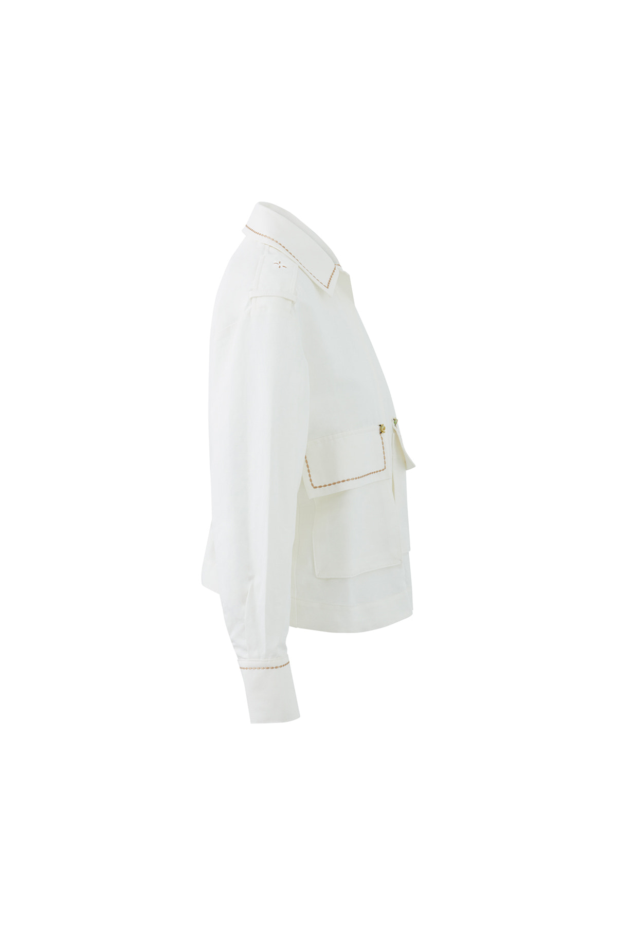 Cep Kenarı İşlemeli Arkası Büzgülü Ceket