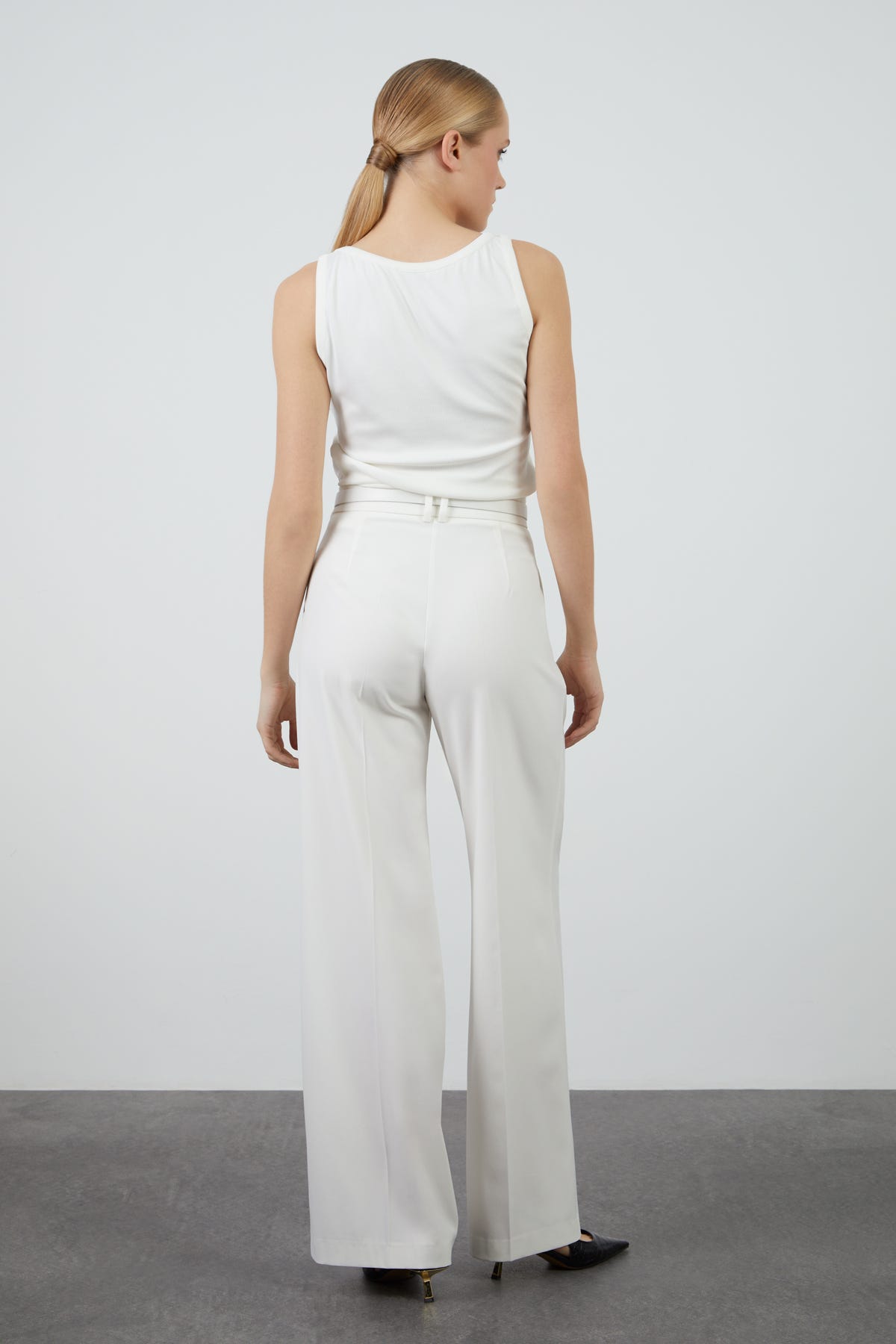 Beli Deri Kemerli Palazzo Pantolon