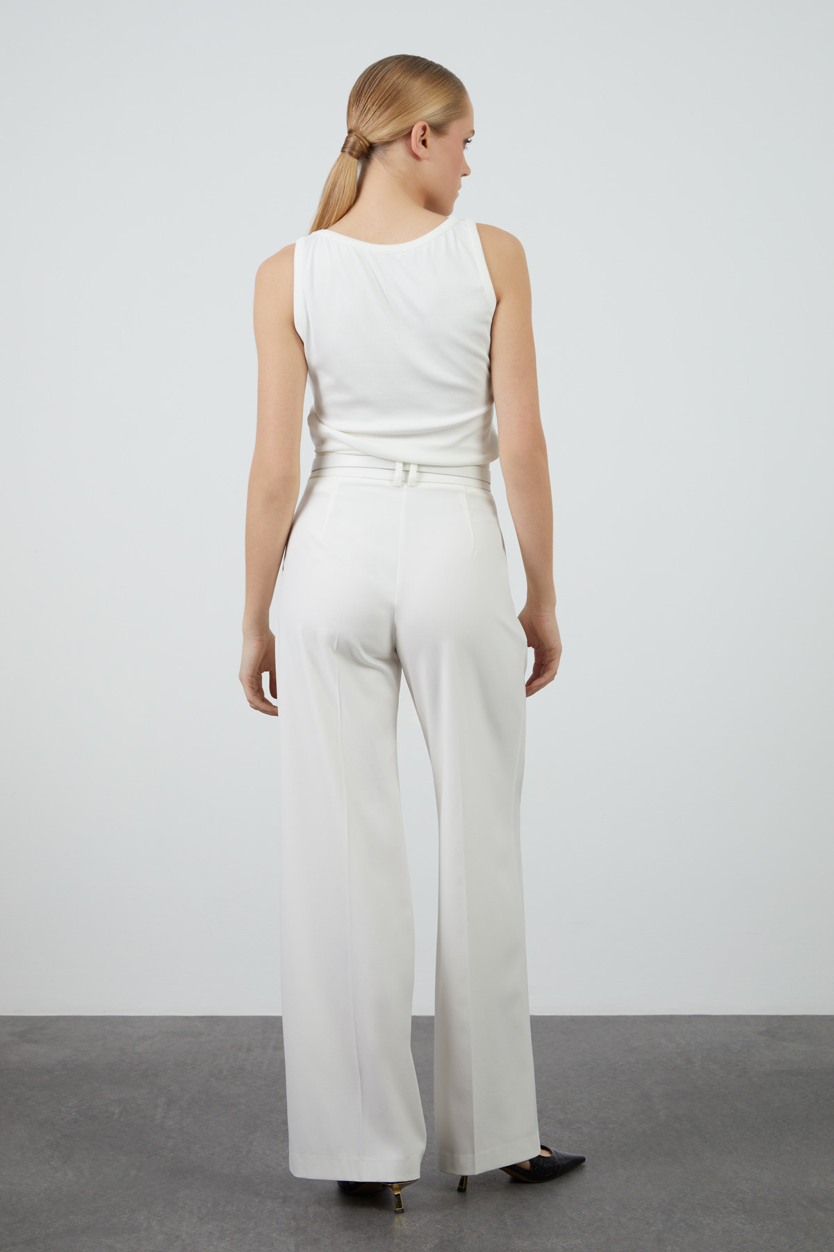 Beli Deri Kemerli Palazzo Pantolon