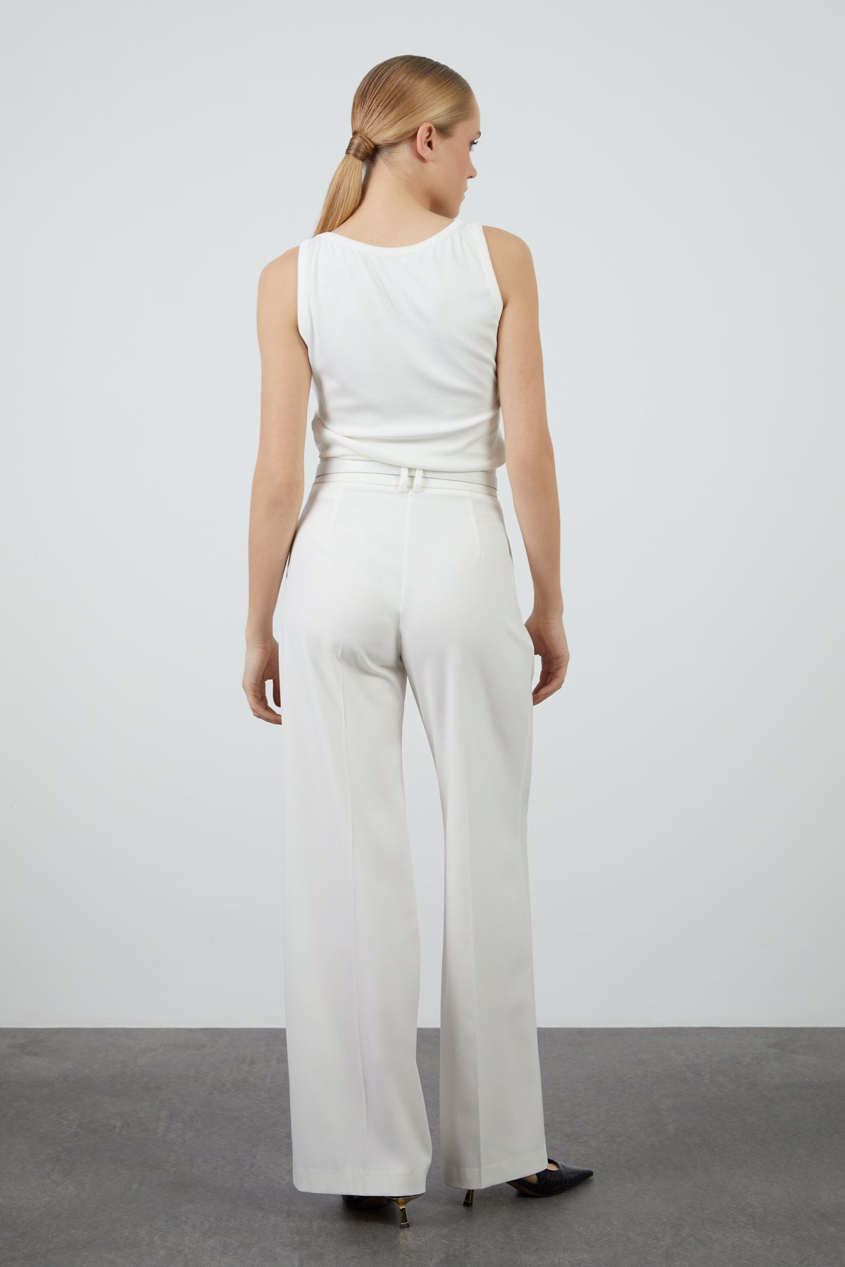 Beli Deri Kemerli Palazzo Pantolon