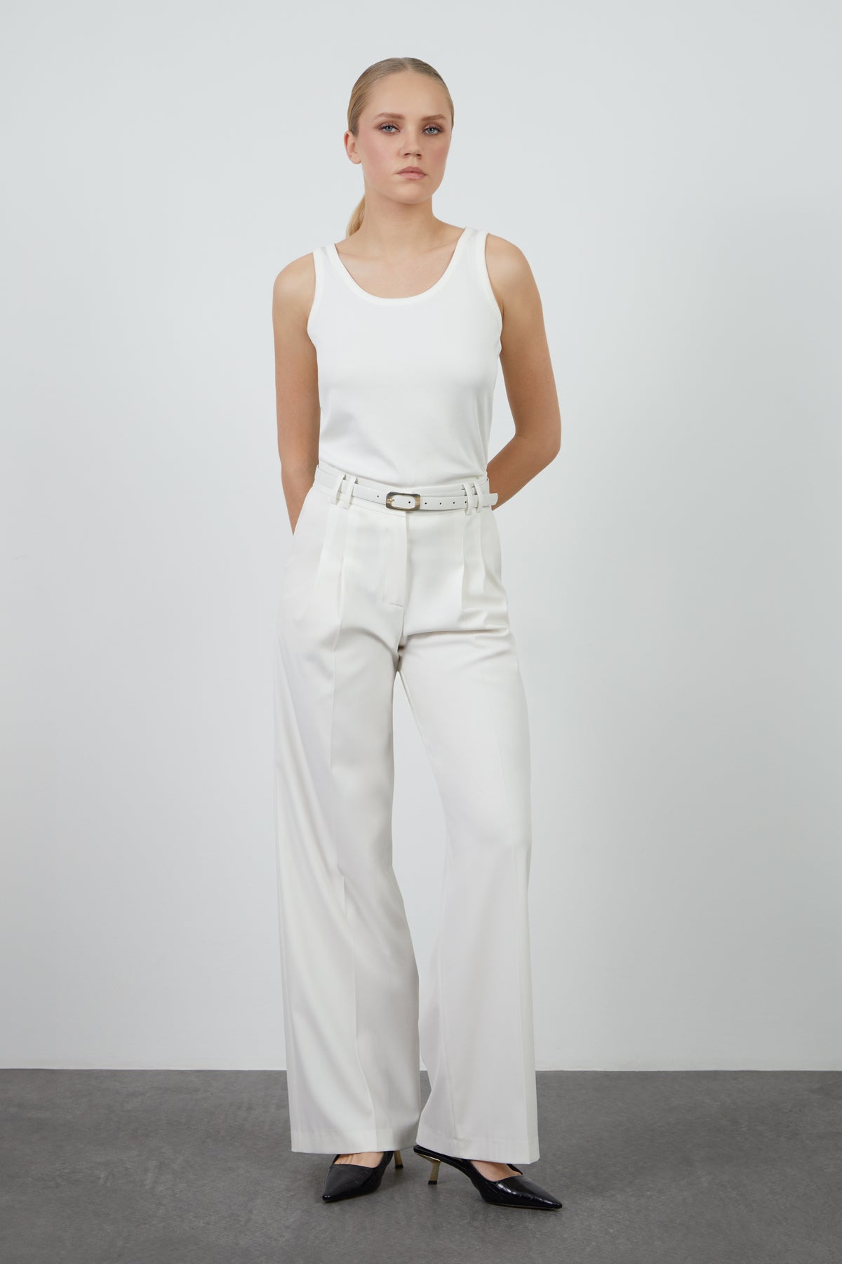 Beli Deri Kemerli Palazzo Pantolon