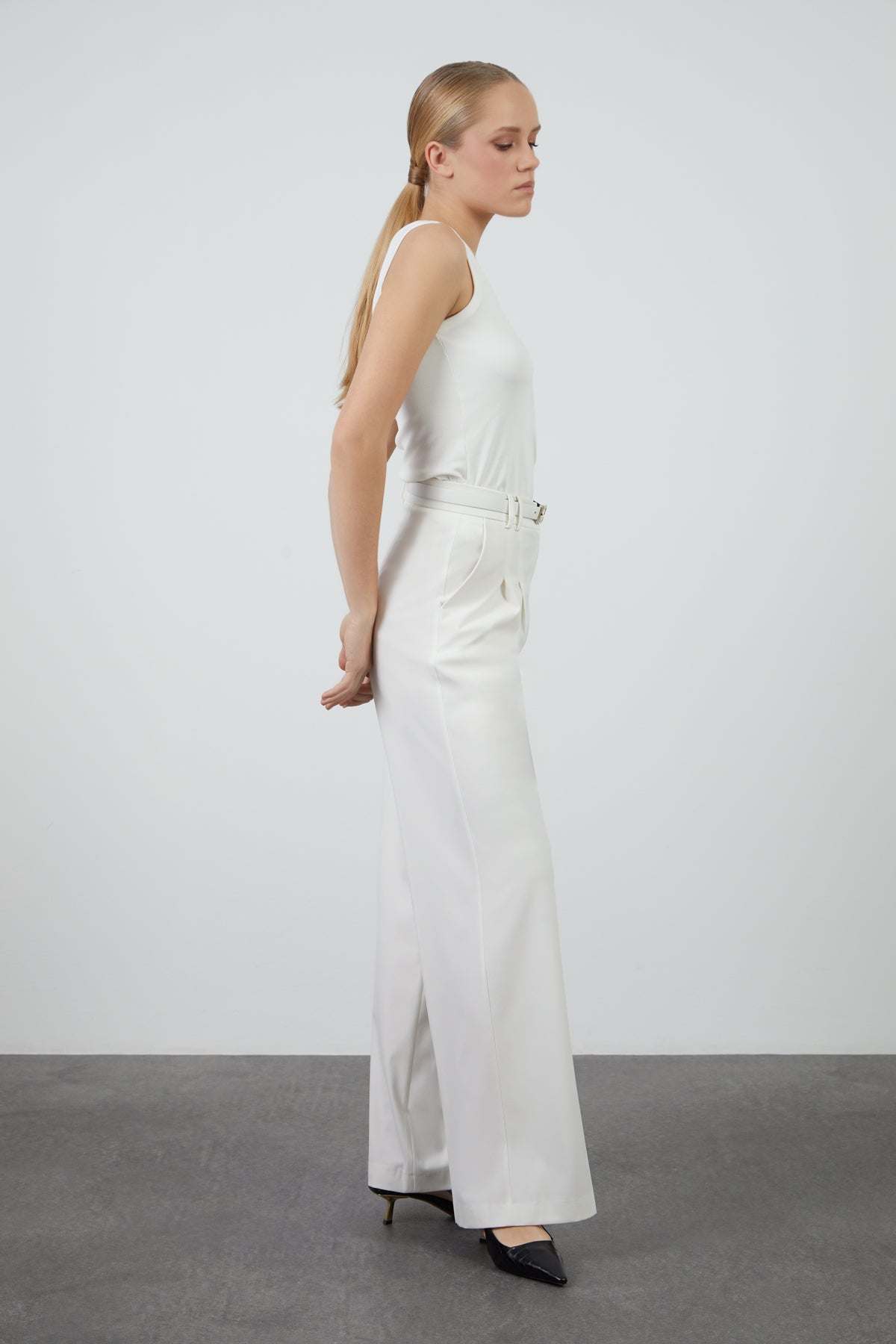 Beli Deri Kemerli Palazzo Pantolon