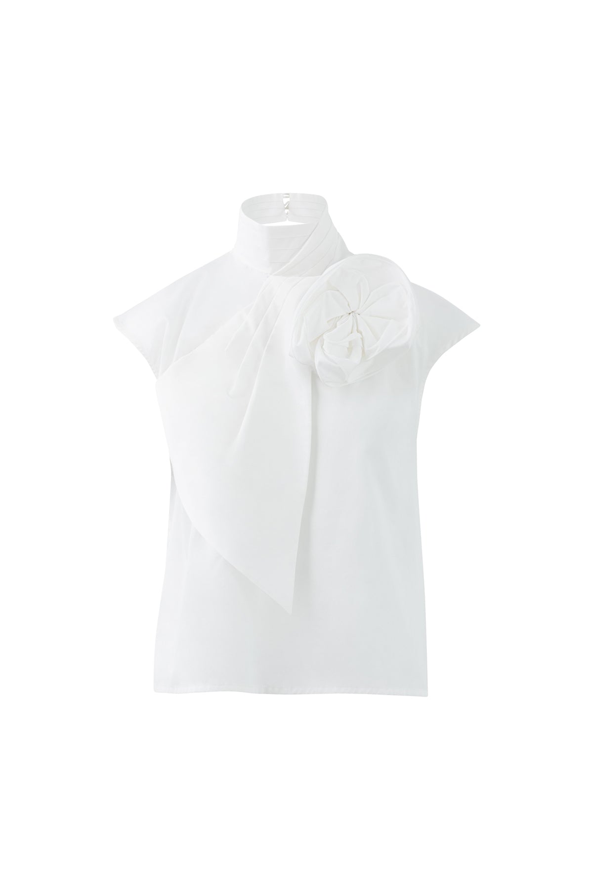 Çiçek Detaylı Dik Yaka Bluz