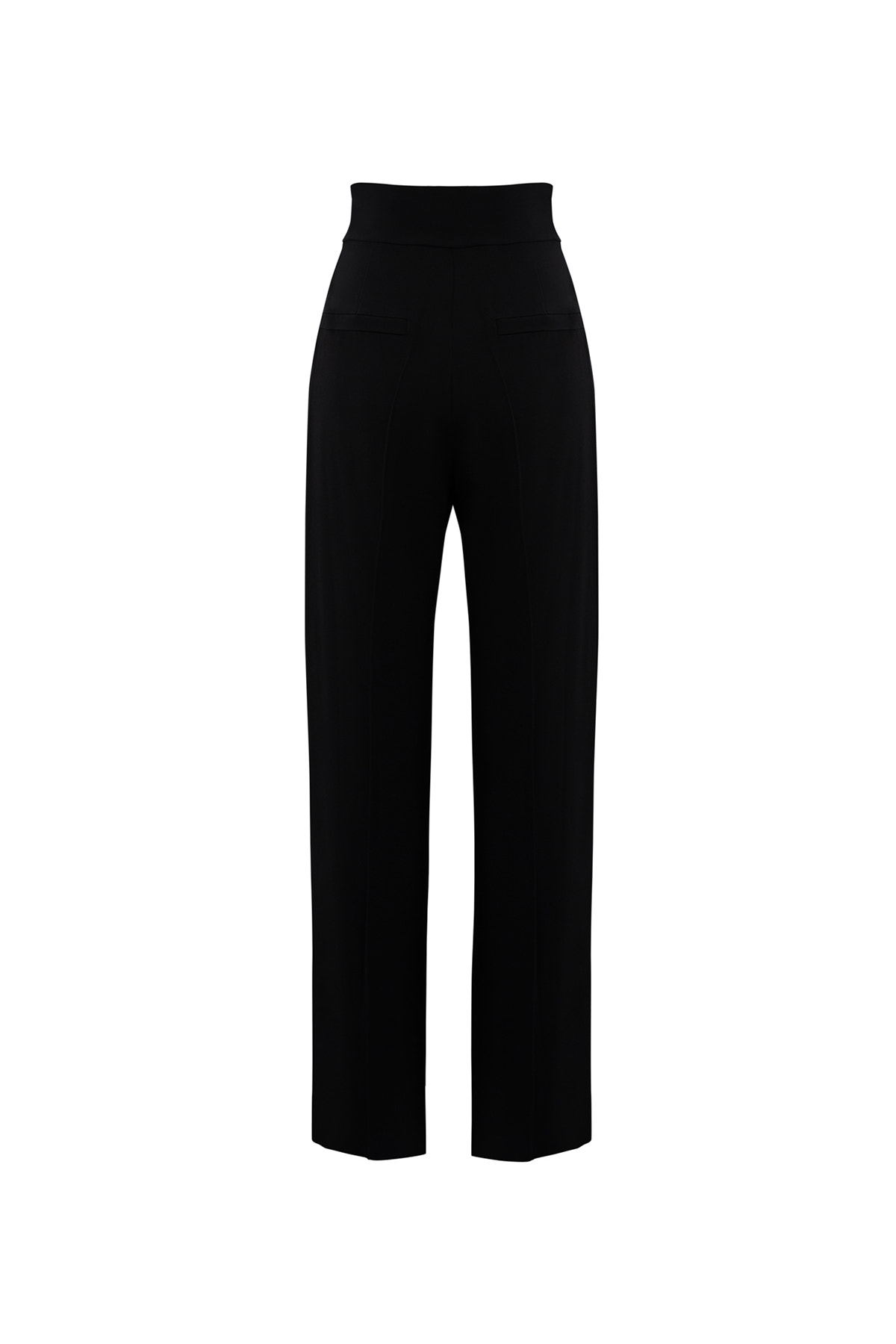 Düğme Detaylı Siyah İşlemeli Pantolon