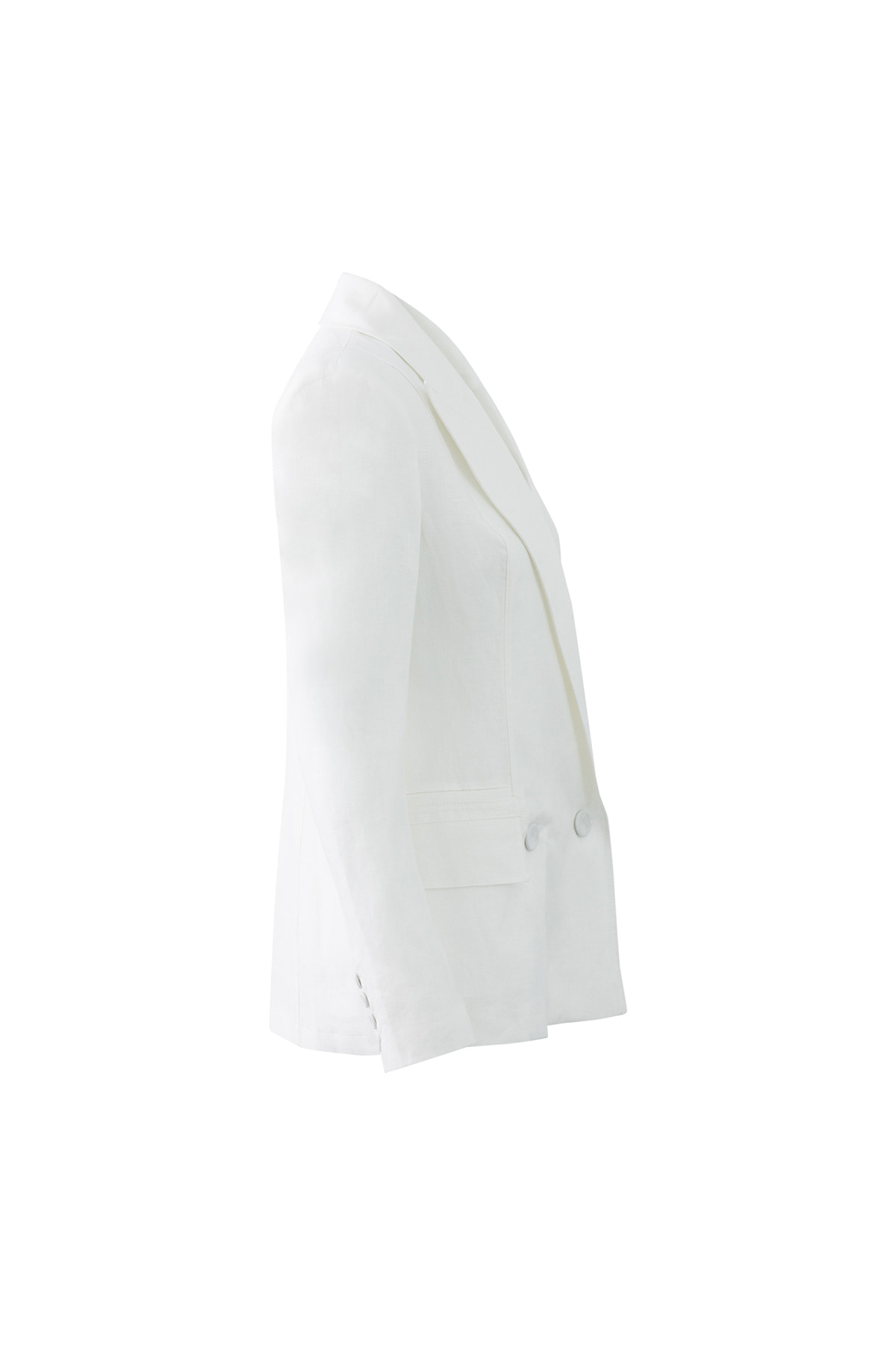 Kruvaze Kapamalı Uzun Kollu Keten Ceket