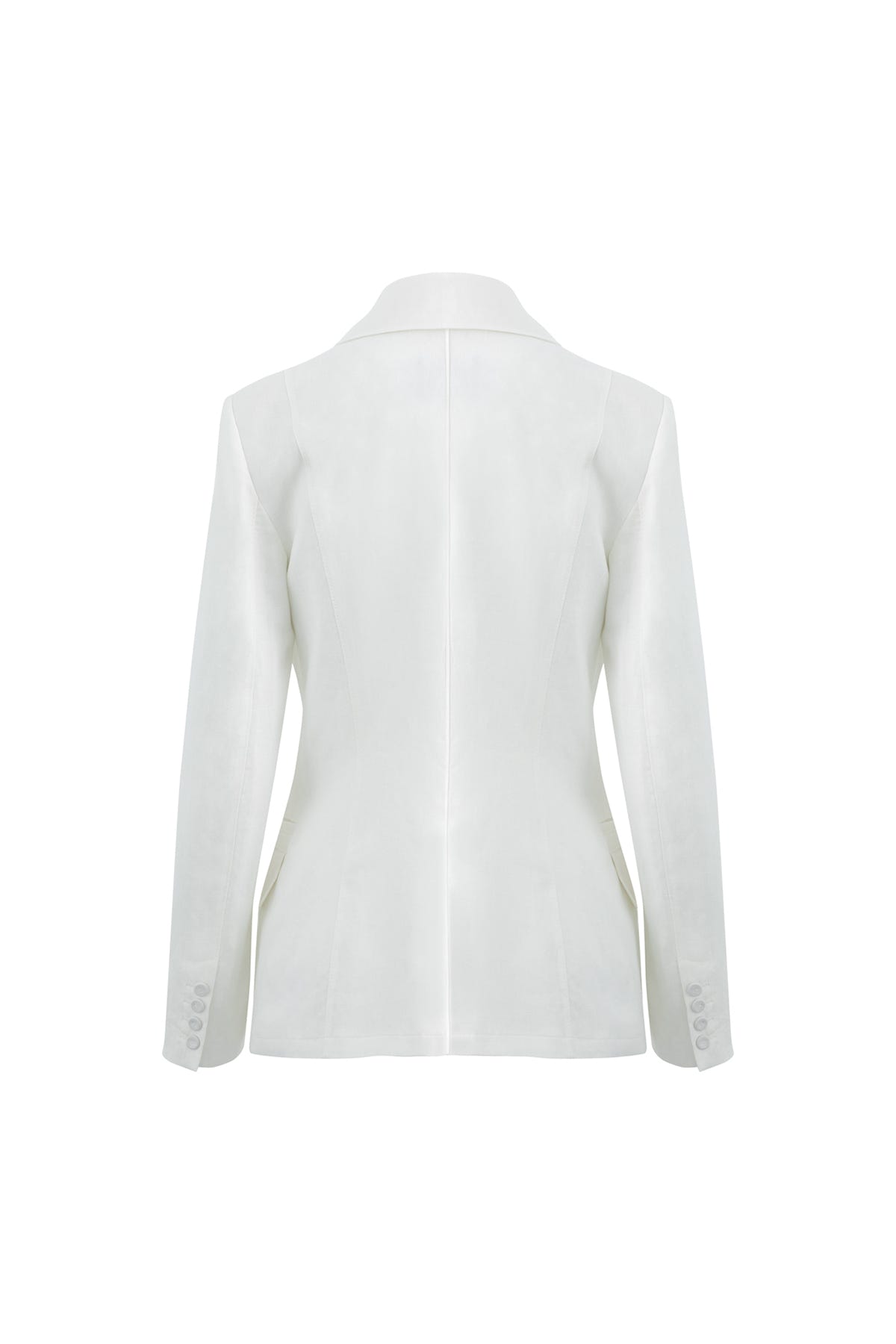 Kruvaze Kapamalı Uzun Kollu Keten Ceket