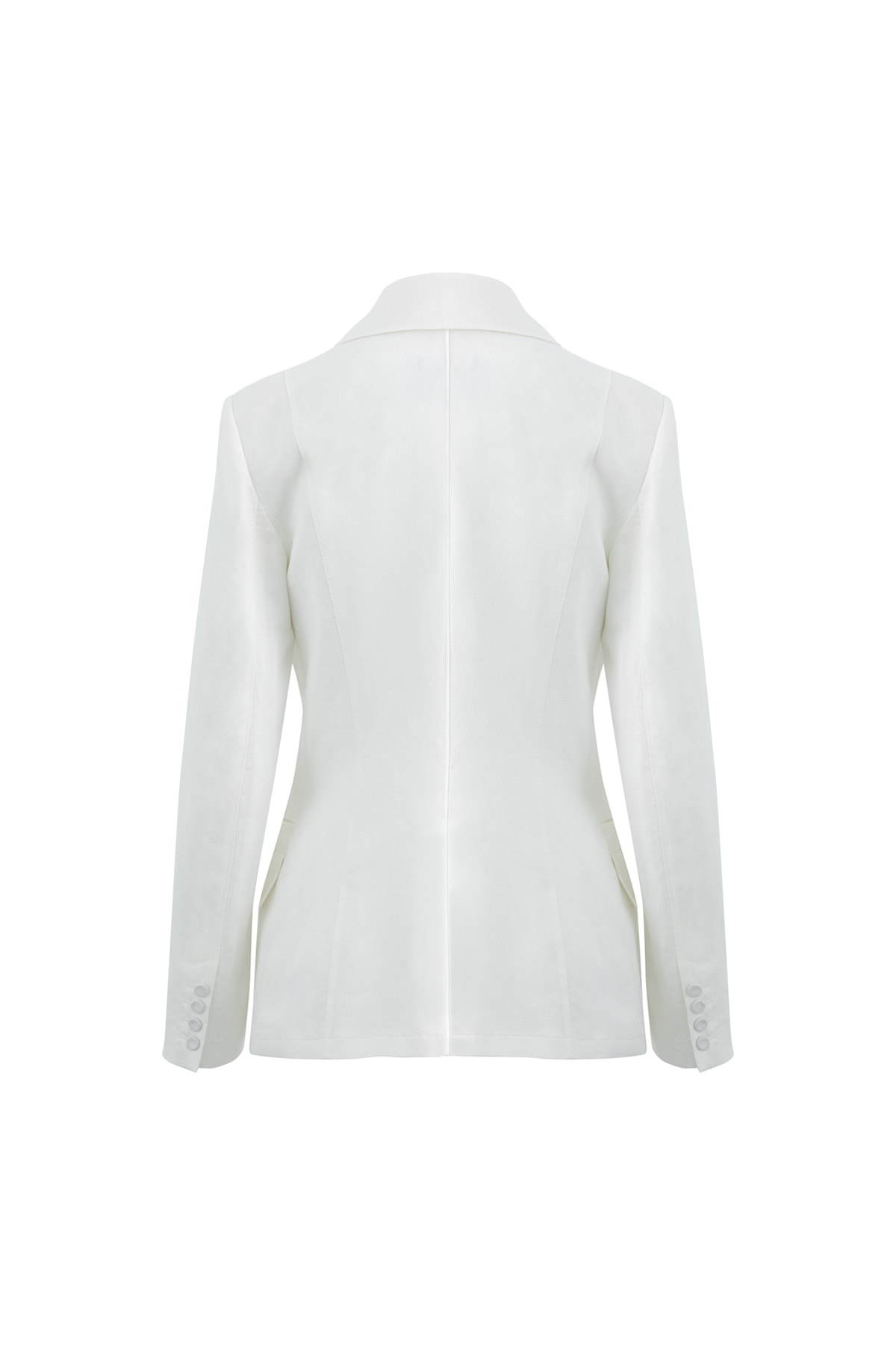 Kruvaze Kapamalı Uzun Kollu Keten Ceket