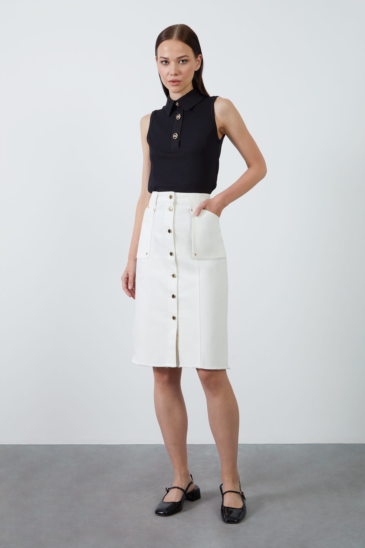 Aller Cep Detaylı Denim Etek