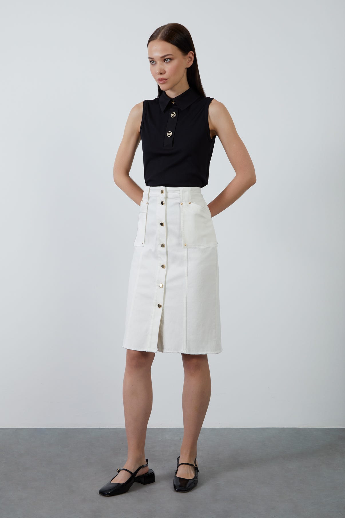 Aller Cep Detaylı Denim Etek