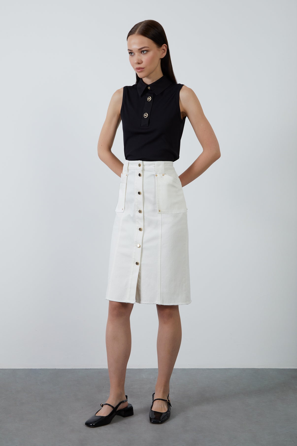 Aller Cep Detaylı Denim Etek