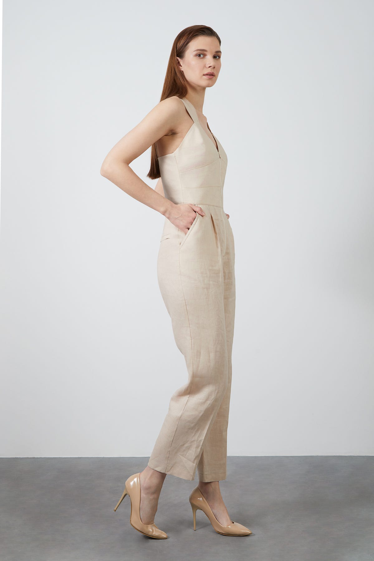 Çift Askılı V Yaka Tulum