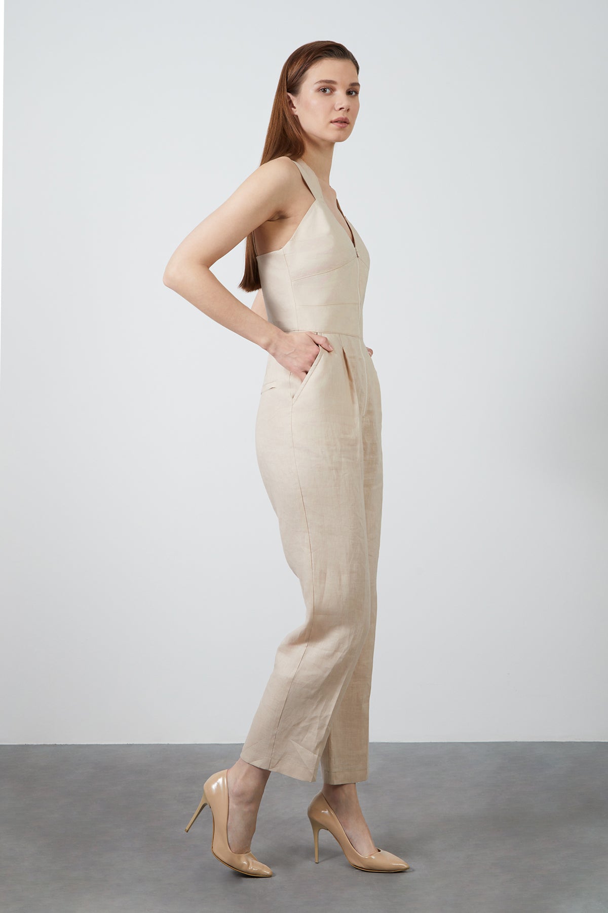 Çift Askılı V Yaka Tulum