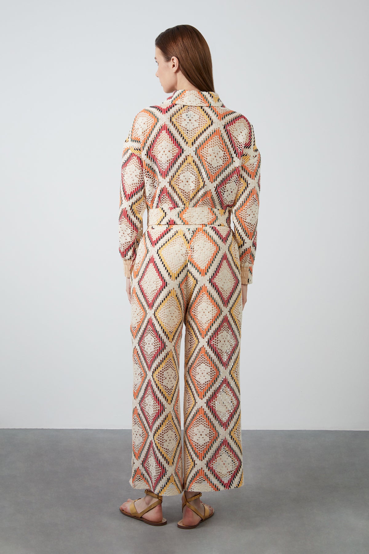 Etnik Desenli Transparan Pantolon