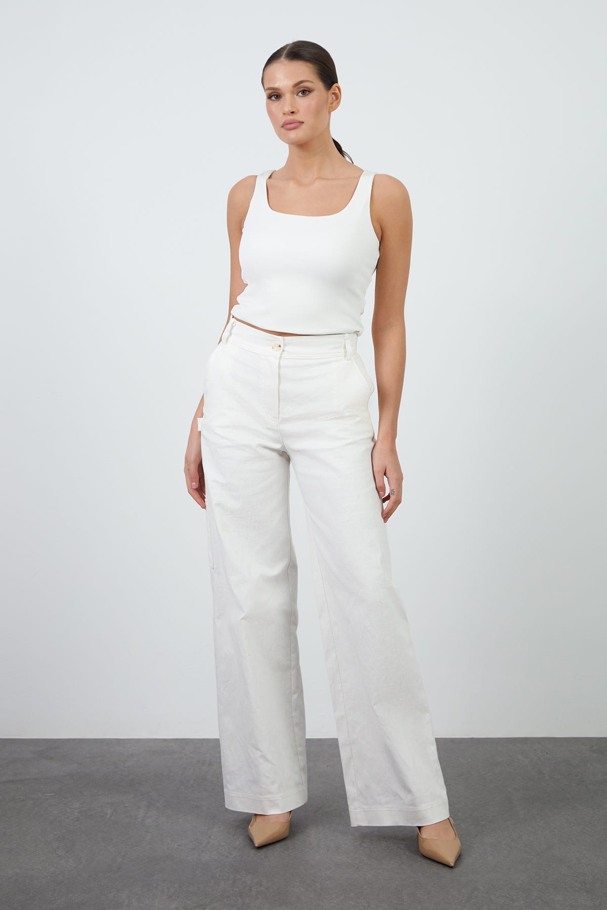 Yüksel Bel Bol Paça Pantolon