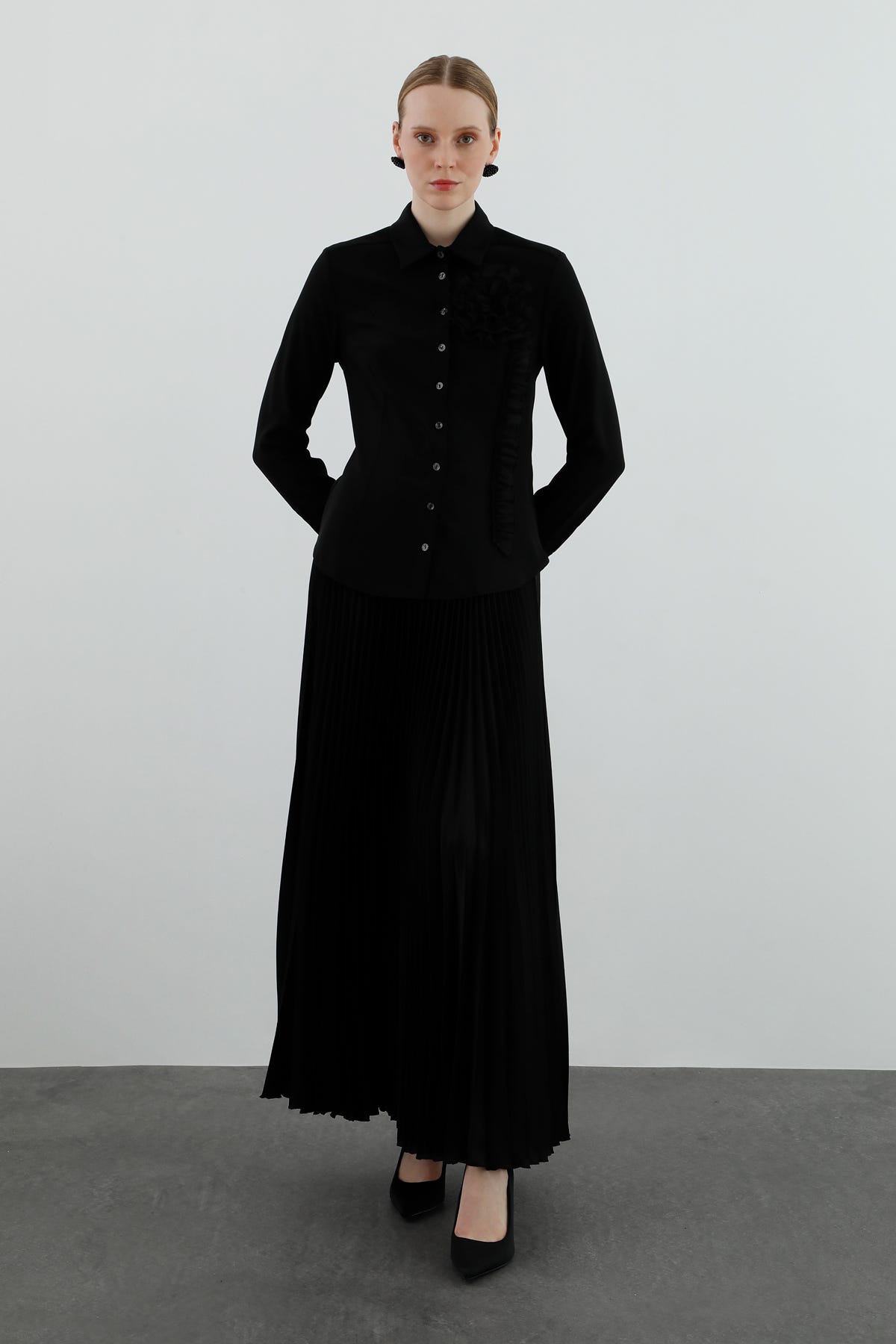 Dökümlü Uzun Kollu Basic Gömlek