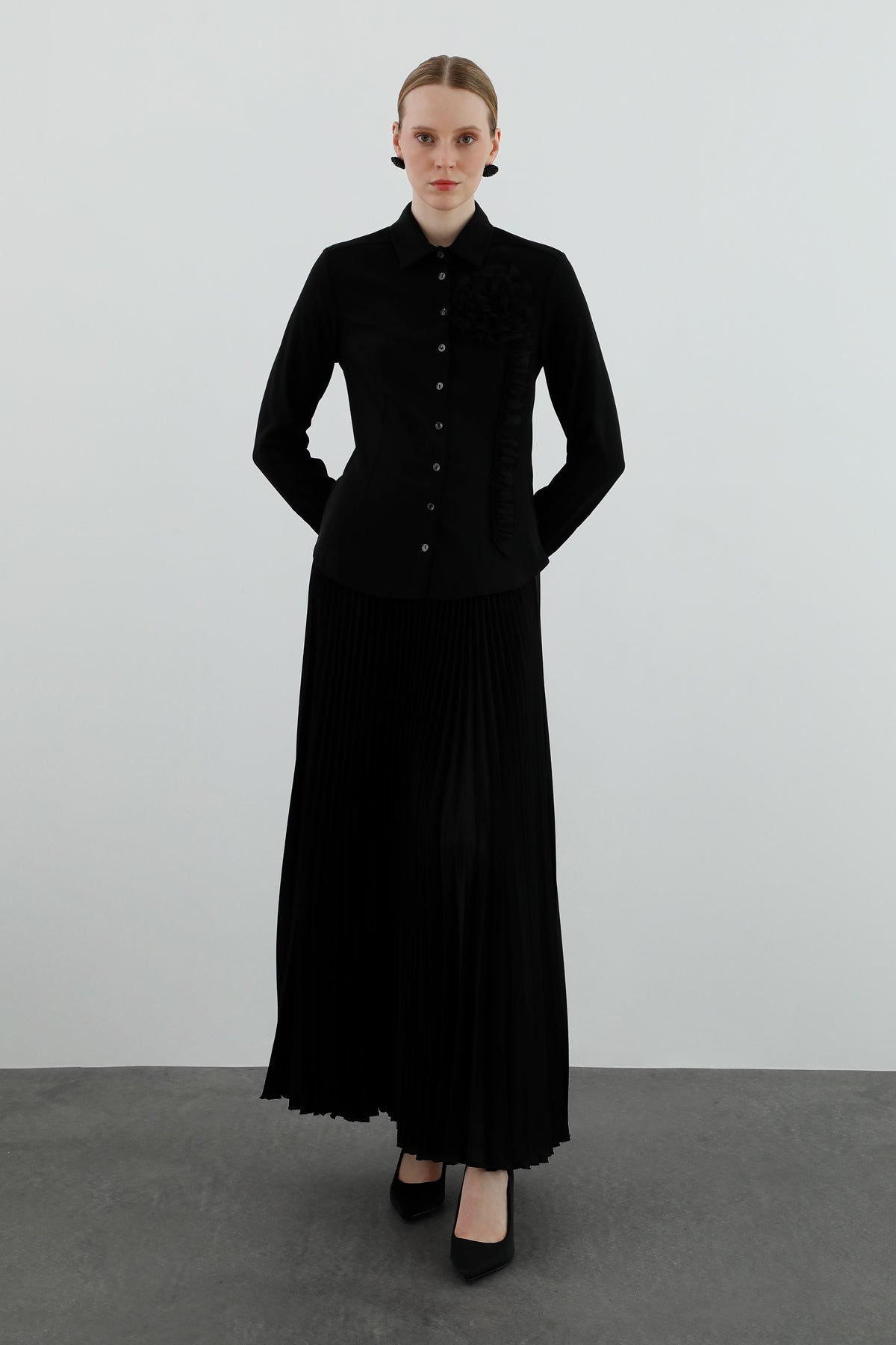 Dökümlü Uzun Kollu Basic Gömlek