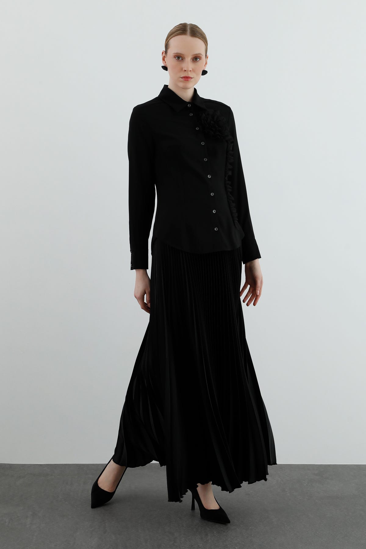 Dökümlü Uzun Kollu Basic Gömlek