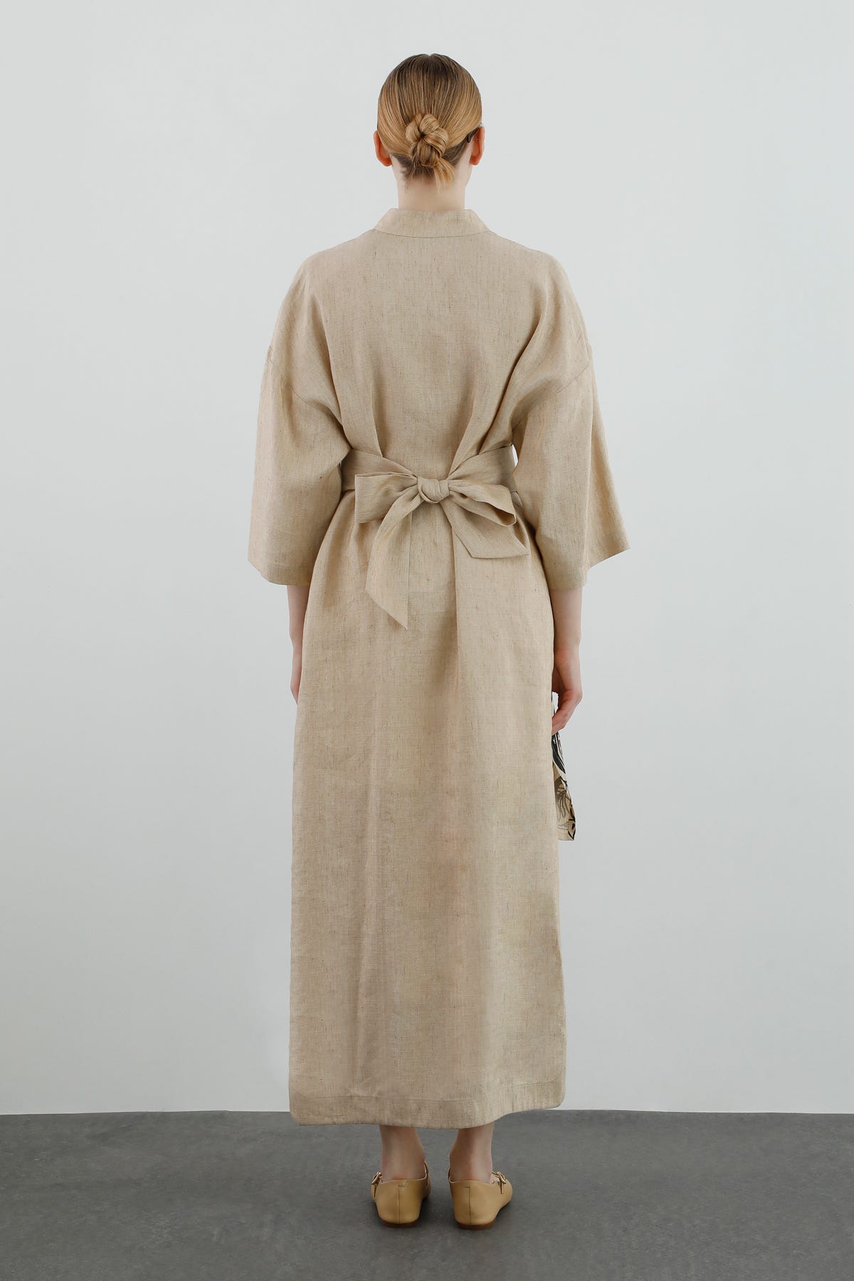 Baskı Ve Kuşak Detaylı Kimono