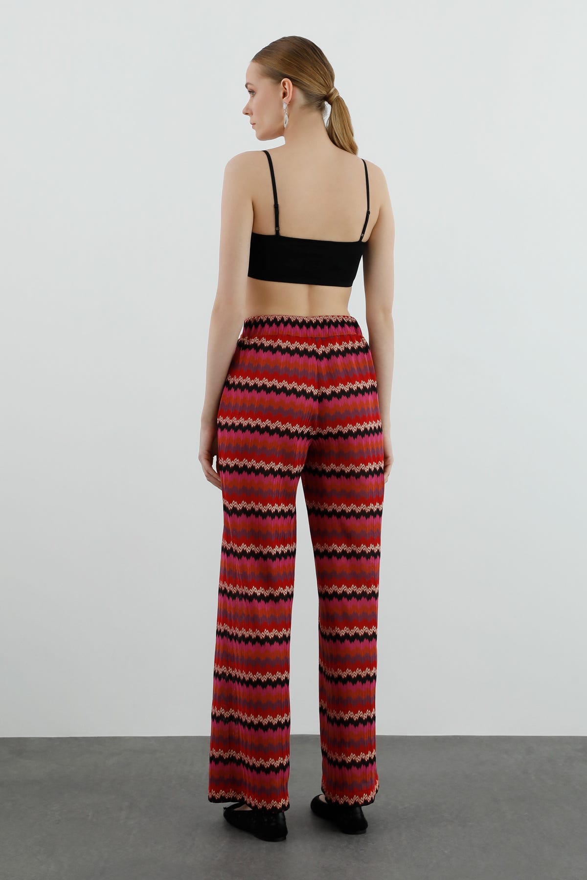 Şerit Desenli Bol Paça Pantolon