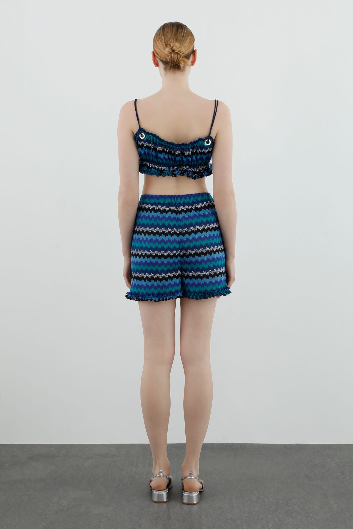 Kordon Askılı Etekucu Büzgülü Crop Bluz