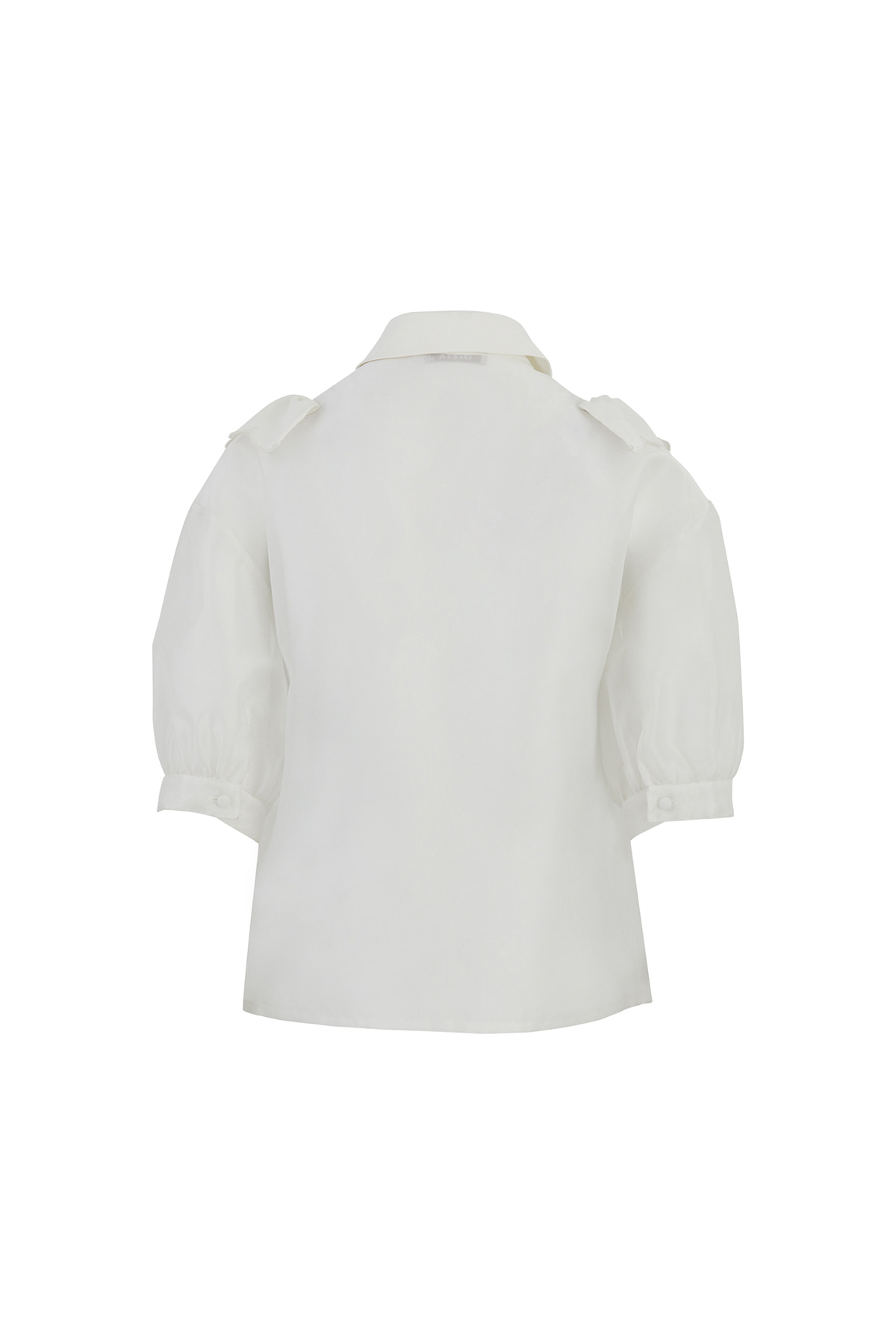 Hacimli Kollu Transparan Gömlek