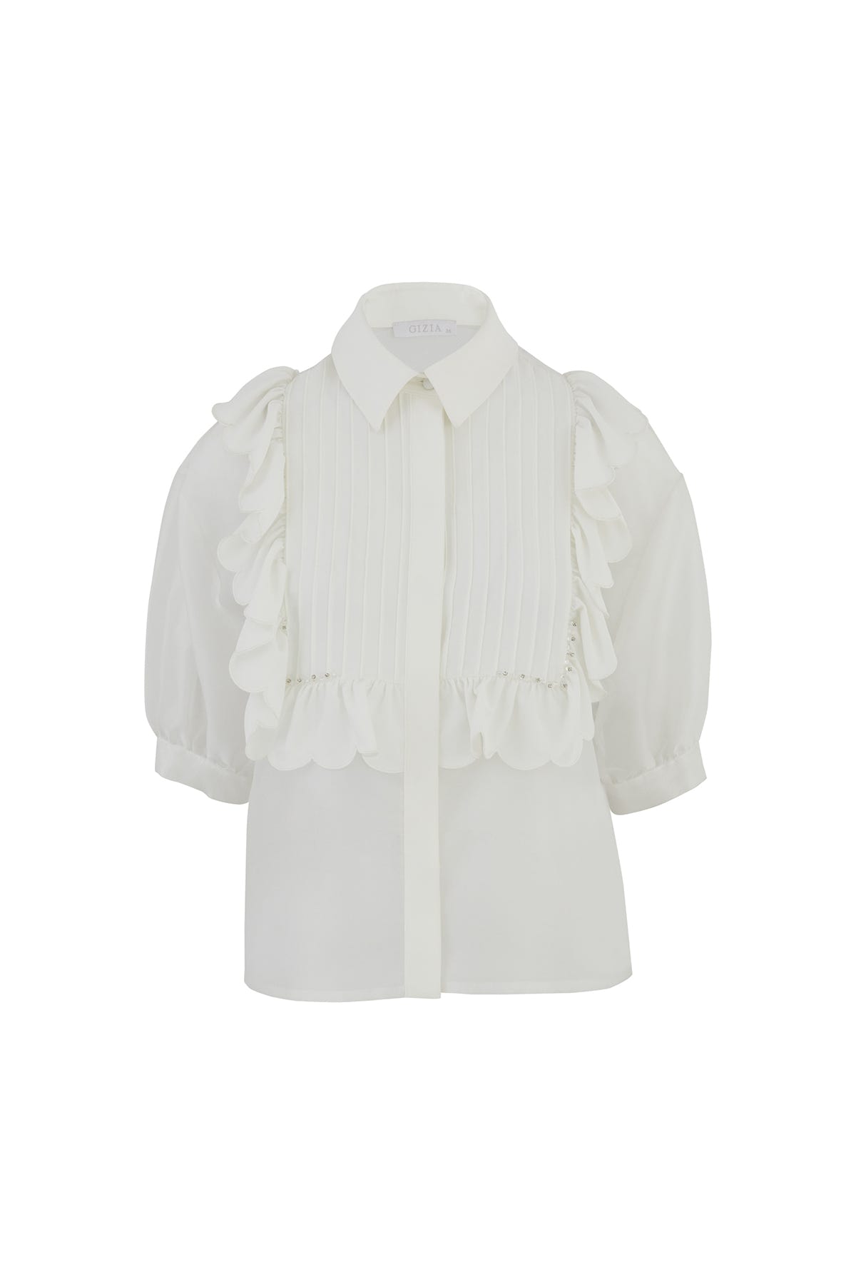 Hacimli Kollu Transparan Gömlek