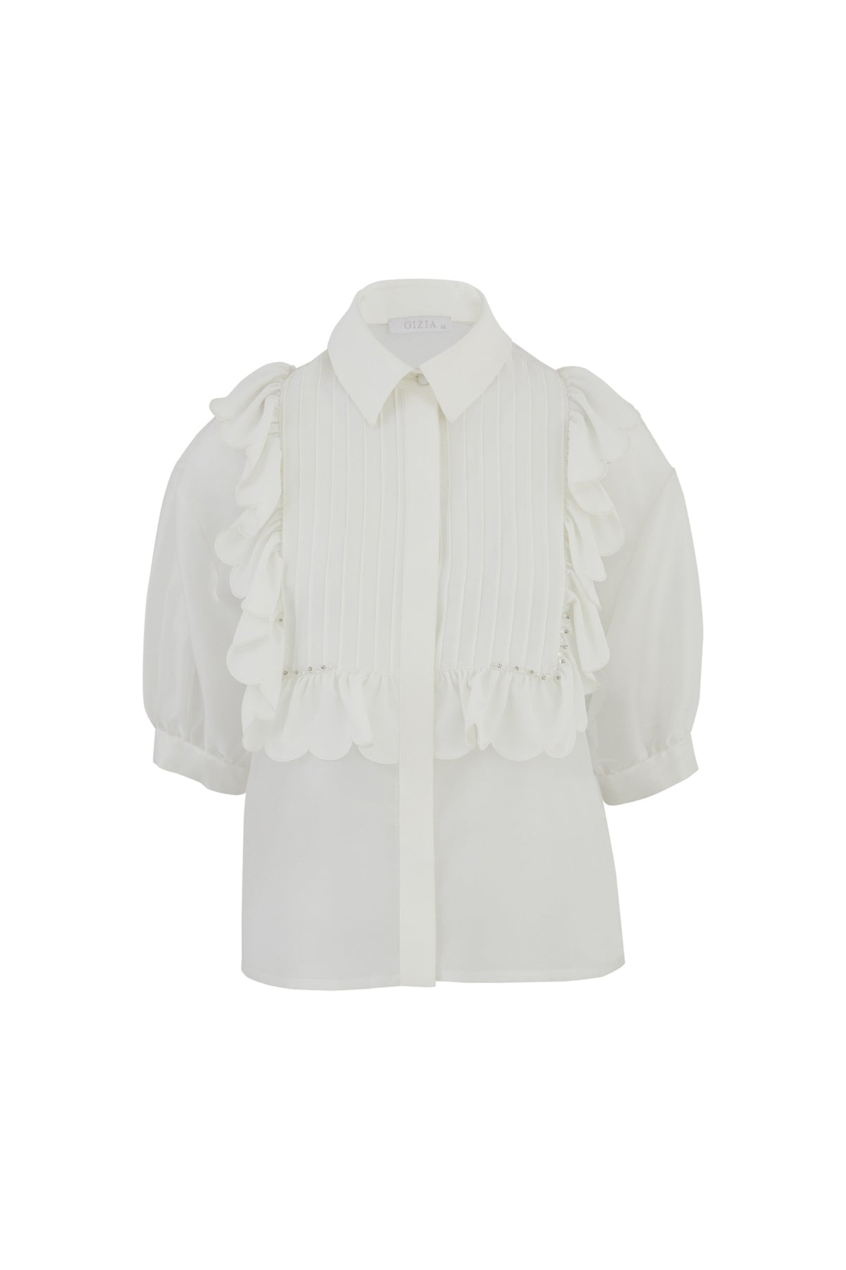 Hacimli Kollu Transparan Gömlek