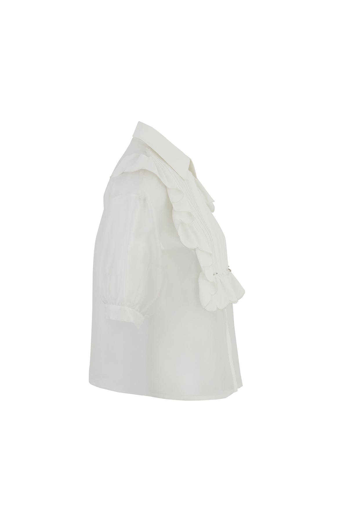 Hacimli Kollu Transparan Gömlek