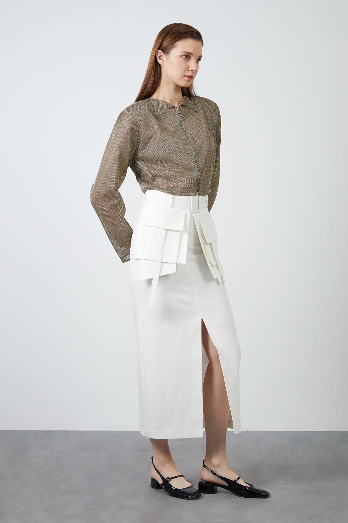 Cep Ve Ön Yırtmaç Detaylı Etek