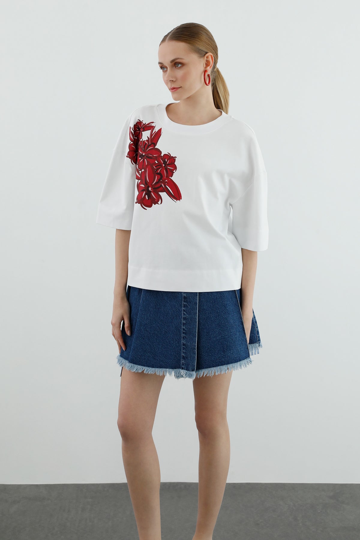 Baskı Detaylı Kısa Kollu T-shirt