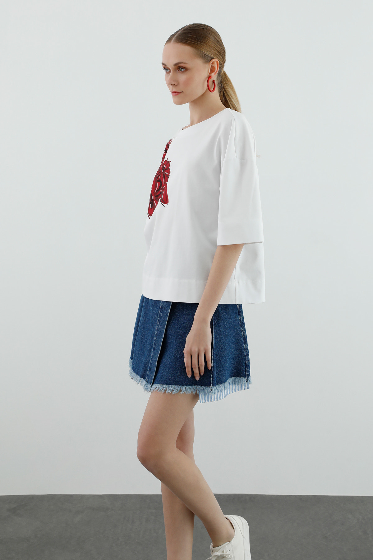 Baskı Detaylı Kısa Kollu T-shirt