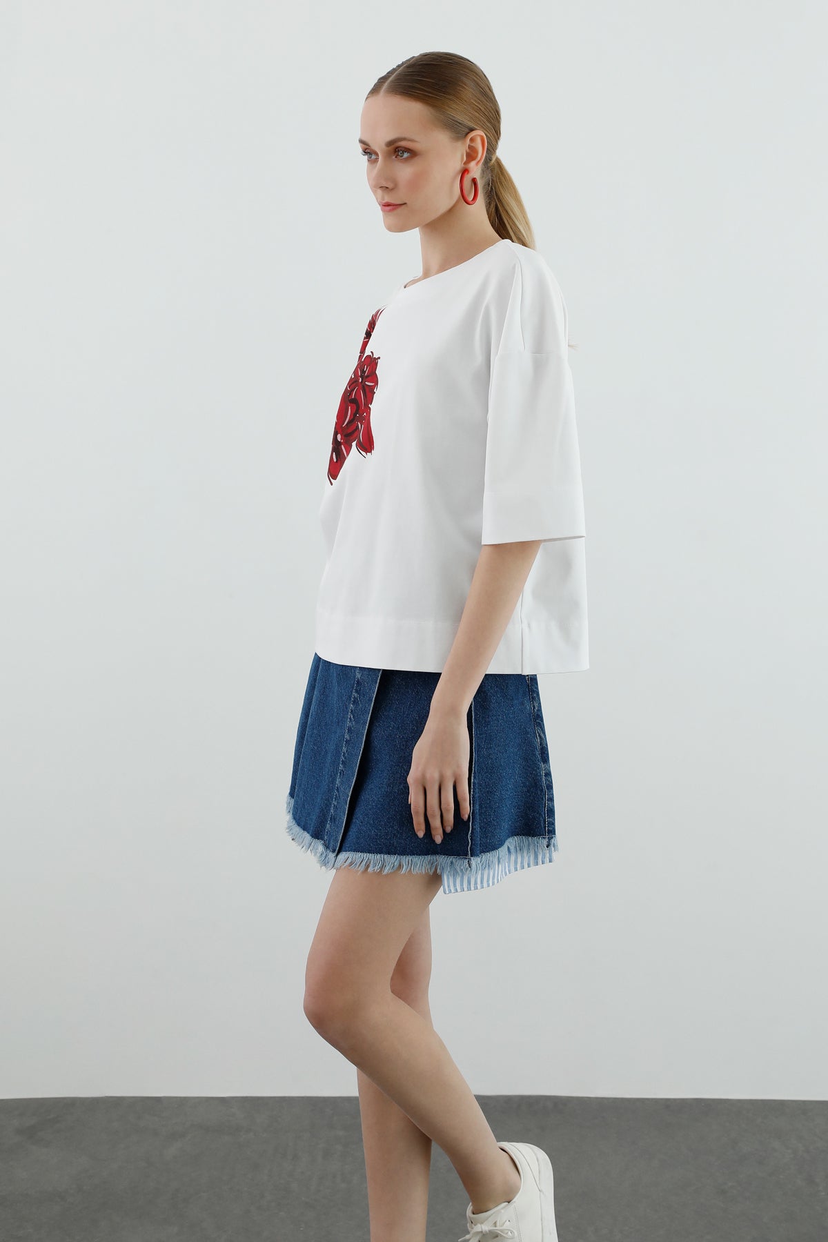 Baskı Detaylı Kısa Kollu T-shirt