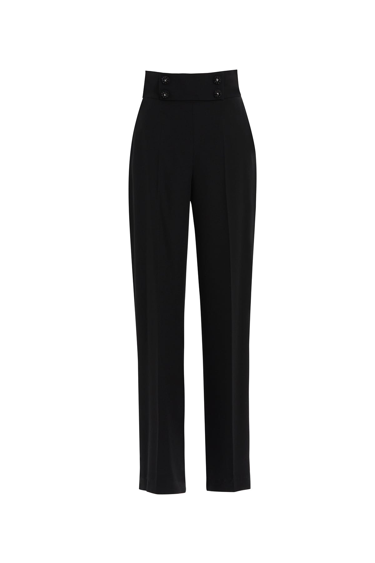 Düğme Detaylı İşlemeli Siyah Pantolon