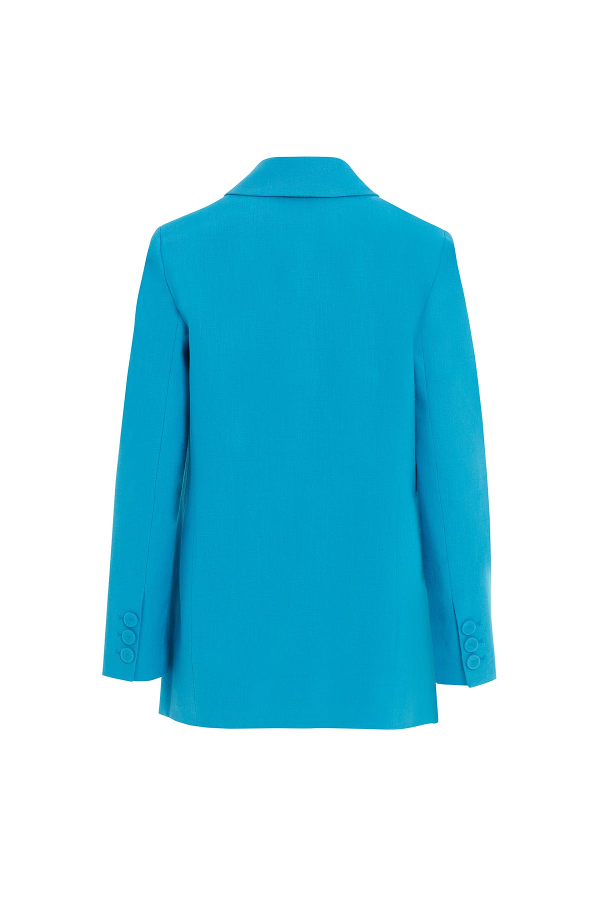 Cep Detaylı Turkuaz Keten Ceket