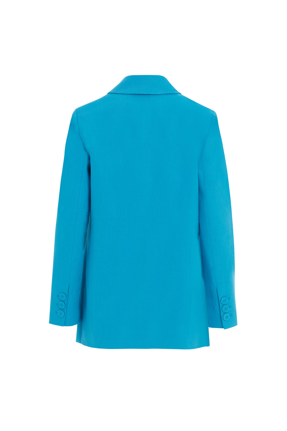 Cep Detaylı Turkuaz Keten Ceket