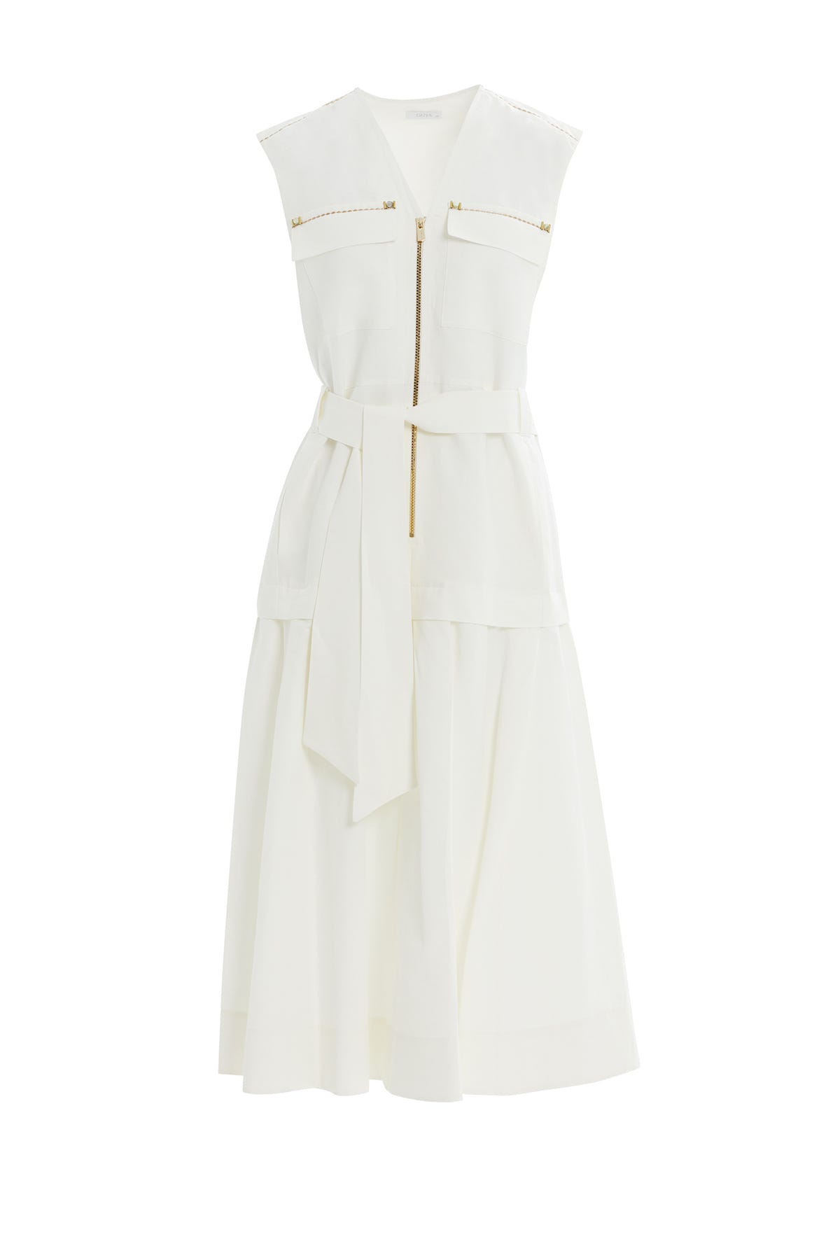 Dikiş Detaylı Cep Kenarı İşlemeli Midi Elbise